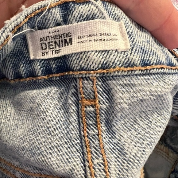 Zara Trafaluc Cut Off Denim Mini Skirt Acid Wash - Picture 13 of 14